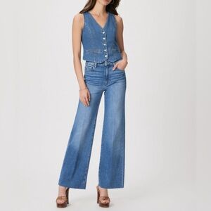 Paige Anessa 31" Wide Leg Jean in Standard Fit - Flamenco Distressed